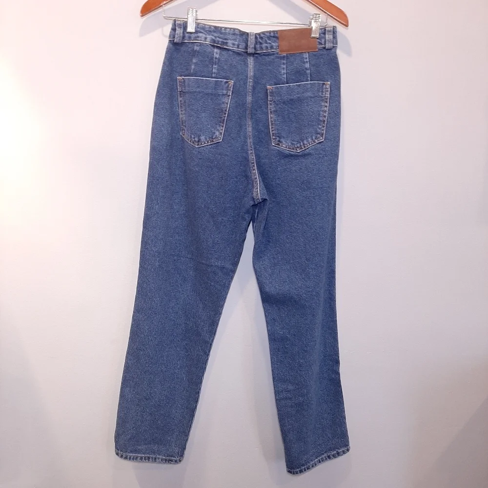 ZARA High Waist Mom Jeans Pleated 80s Style Tapered Leg Cropped Ankle Denim